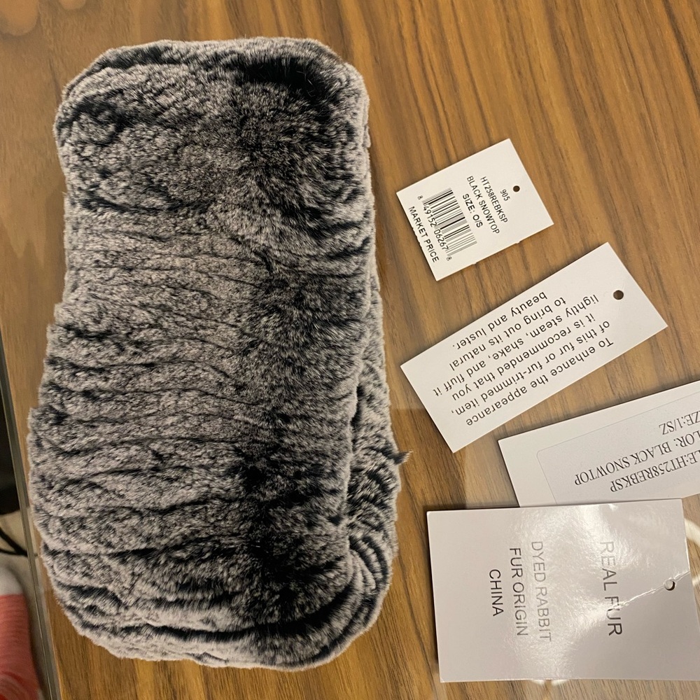 100% Rabbit Fur Adrienne Landau Fur Headband NEW